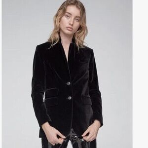 rag & bone Black Blazer with Velvet Fabric and Tailored Fit